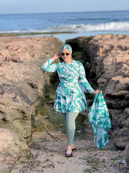 ✨ Burkini Marbré 4 Pièces 🌊